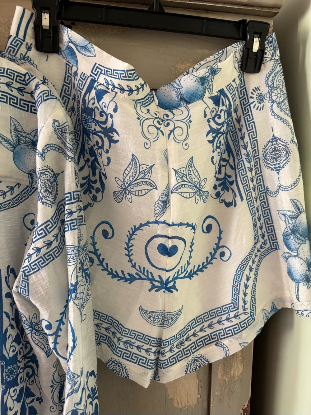 Lavender Brown White and Blue Printed Women's Shorts - Picture 11 of 14